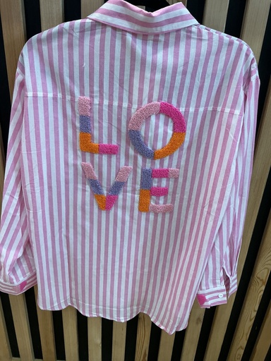 Chemise rayée rose LOVE