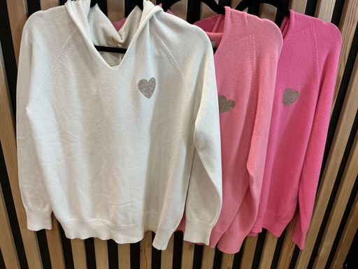 Pull à capuche cœur 