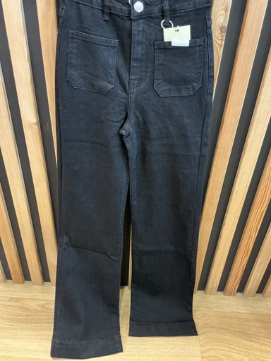 Jeans long large poches plaquées noir 