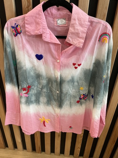 Chemise tie And Die rose et gris 