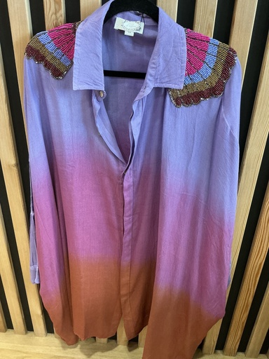Chemise oversize tie And Die violet 