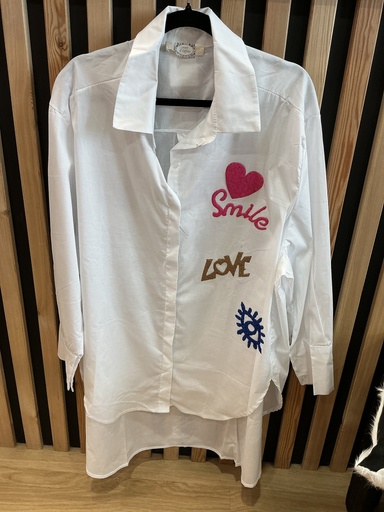 Chemise oversize smile blanc 