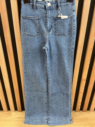 Jeans long large poches plaquées bleu clair 