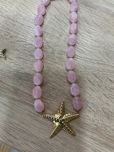 Collier étoile rose 