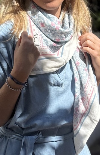Foulard liberty bleu et rose 