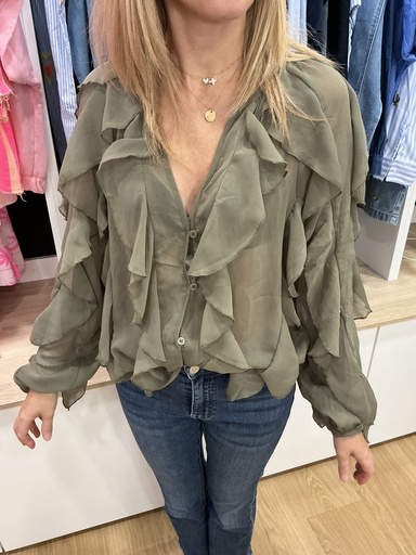 Chemise volants kaki