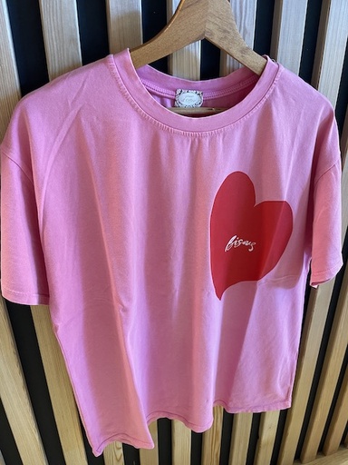 T shirt Bisous Rose et rouge