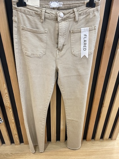 Jeans beige poches plaquées